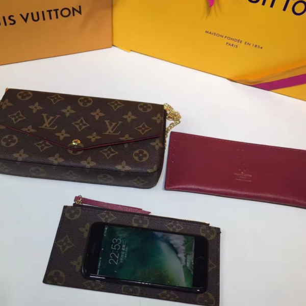 [Premium Quality] – Louis Vuitton Pochette Félicie Monogram Bordeaux 8.3 Inches M81896