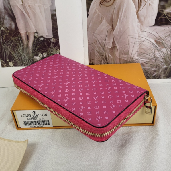 34-1 Louis Vuitton Zippy Round Long Wallet Nanogram Pink 7.7 Inches M82233