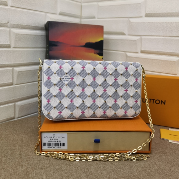 Louis Vuitton Pochette Félicie Damier Azur Fuchsia 8.3 Inches N64616