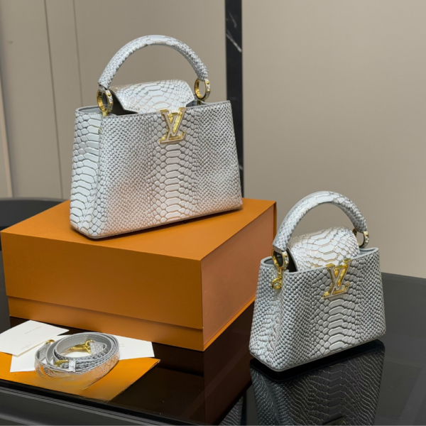 Louis Vuitton Capucines Mini Silver Grey 8.3 Inches