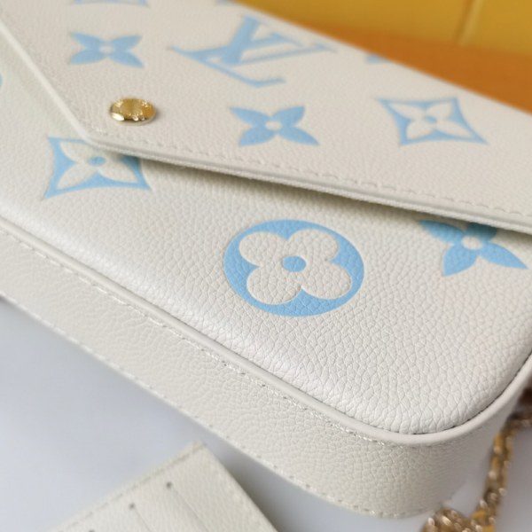 Louis Vuitton Pochette Félicie Monogram Empreinte Latte White / Candy Blue 8.3 Inches M83025