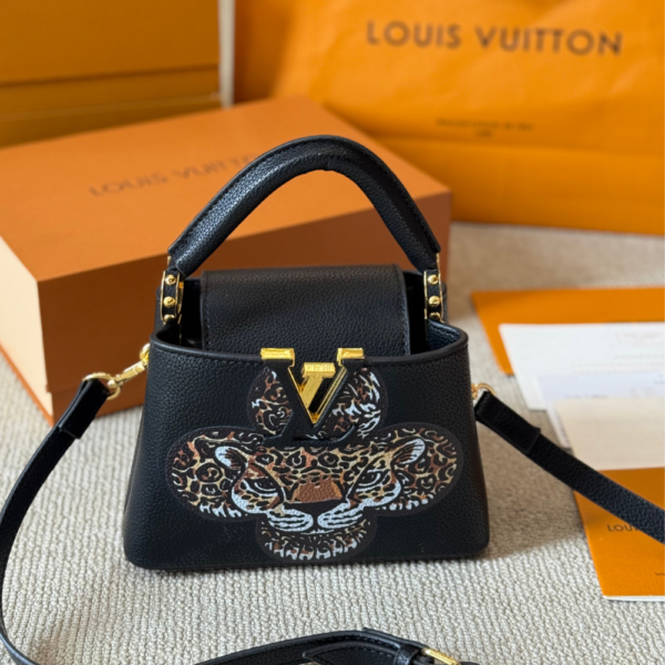 Louis Vuitton Capucines Mini Wild At Heart Leopard Motif Black 7.9 Inches