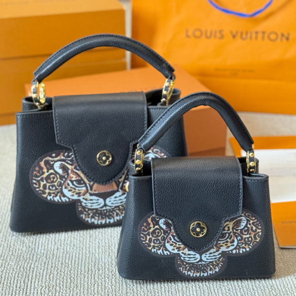 Louis Vuitton Capucines Mini Wild At Heart Leopard Motif Black 7.9 Inches