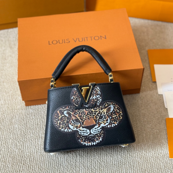 Louis Vuitton Capucines Mini Wild At Heart Leopard Motif Black 7.9 Inches