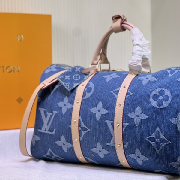 Louis Vuitton Keepall Bandouliere Denim Blue 17.7 Inches M24315