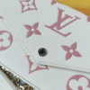 366-1 Louis Vuitton Pochette Félicie Monogram Empreinte Latte White / Candy Pink 8.3 Inches M83025