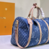 Louis Vuitton Keepall Bandouliere Denim Blue 17.7 Inches M24315