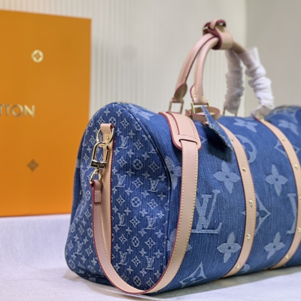 Louis Vuitton Keepall Bandouliere Denim Blue 17.7 Inches M24315