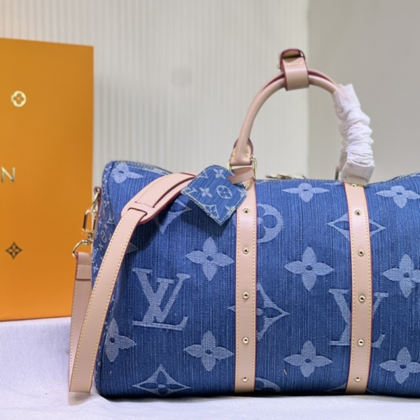 Louis Vuitton Keepall Bandouliere Denim Blue 17.7 Inches M24315