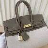 Hermes Birkin 25 Two Tone Toile Canvas Gold Hardware Grey 25Cm