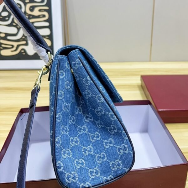 Gucci Paparazzo Medium Top Handle Bag Blue Denim 12.6 Inches
