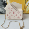 372-1 Louis Vuitton Pochette Félicie Monogram Empreinte Latte White / Candy Pink 8.3 Inches M83025