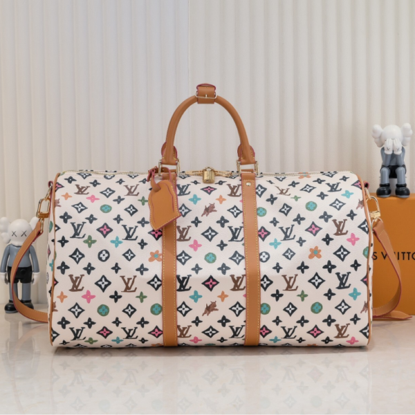Louis Vuitton Keepall Bandoulière 50 Bag White 19.7 Inches M25233