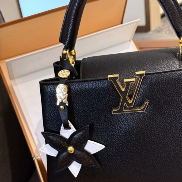 Louis Vuitton Capucines Mini With Flower Charm Black 8.7 Inches