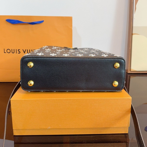 Louis Vuitton Capucines BB Black With Flower Studs Black 10.6 Inches