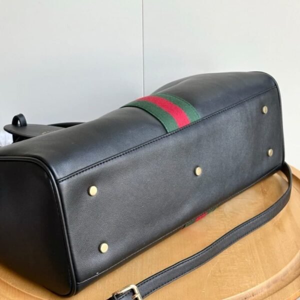 Gucci Borsetto Large Boston Bag Black Leather 15.2 Inches 866734 AAGIQ 1053