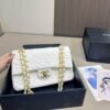 Chanel Flap Bag With Camellia Flower Chain White 26cm