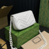 Gucci Gg Marmont Mini Chain Shoulder Bag White 6.3 Inches