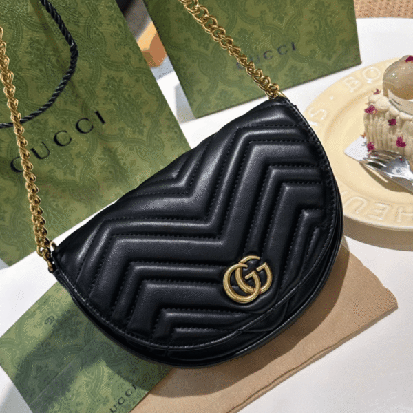 Gucci Gg Marmont Mini Matelassé Shoulder Bag Black 10.2 Inches