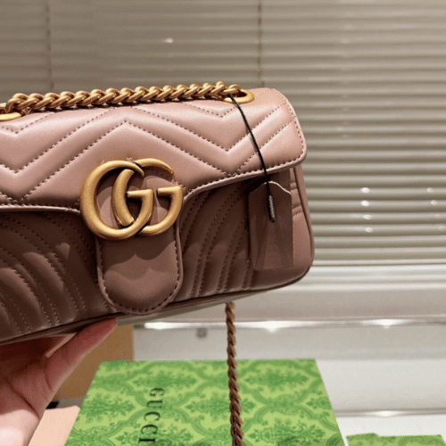 Gucci Gg Marmont Small Matelassé Shoulder Bag Nude 8.7 Inches