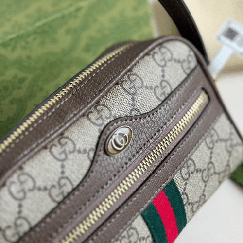 4-108 Gucci Ophidia Gg Mini Camera Bag Brown 6.3 Inches