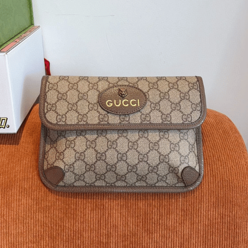 Gucci Tiger Head Gg Small Crossbody Bag Brown 8.3 Inches