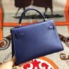 [Premium Quality] – Hermès Kelly Mini II Bag Blue 7.5 Inches
