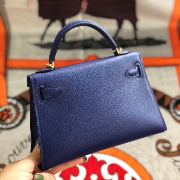 [Premium Quality] – Hermès Kelly Mini II Bag Blue 7.5 Inches