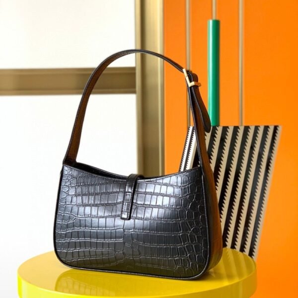 [Premium Quality] – Saint Laurent Le 5 À 7 Hobo Bag Black Croc 9.4 Inches 657228Dzesw1062