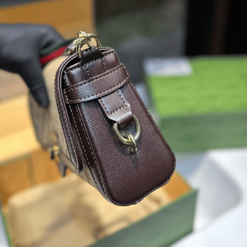 Gucci Ophidia Gg Supreme Flap Shoulder Bag Brown 10.6 Inches