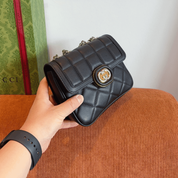 Gucci Gg Supreme Mini Camera Bag Black 6.7 Inches