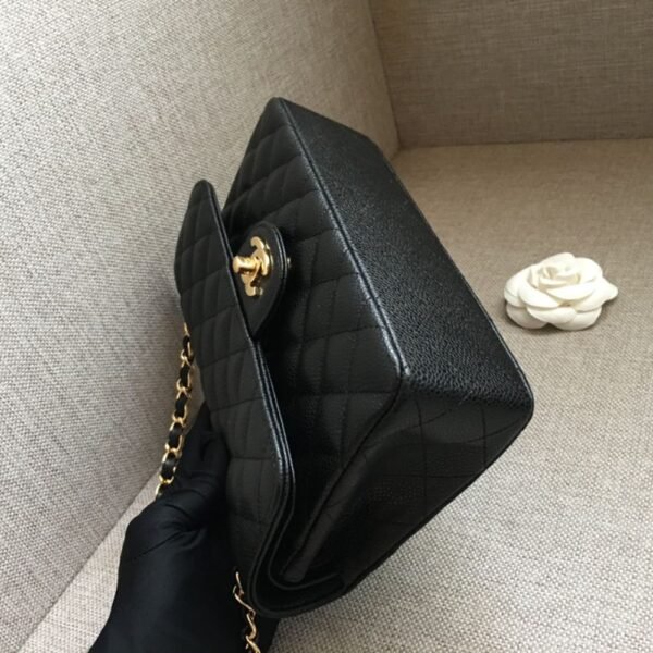[Premium Quality] – Chanel Medium Classic Handbag Grained And Gold Tone Metal Black 10.2 Inches A01113 Y01864 C3906