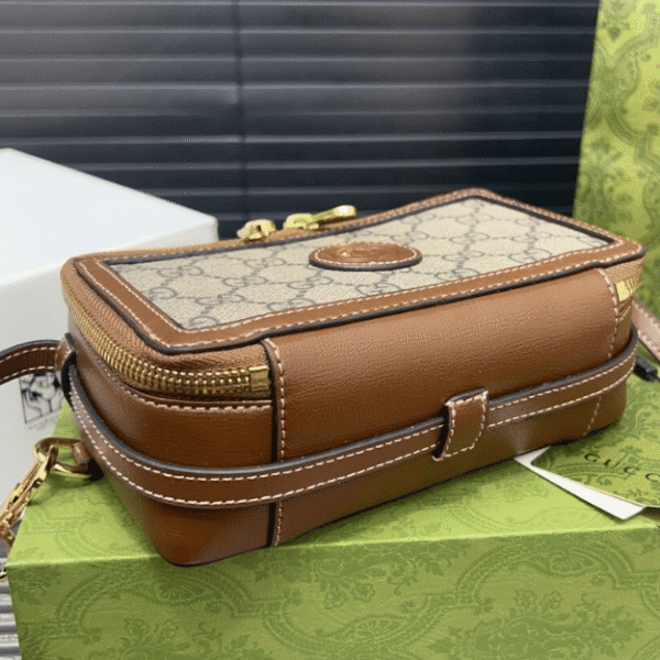 Gucci Gg Supreme Mini Camera Bag Beige 6.7 Inches