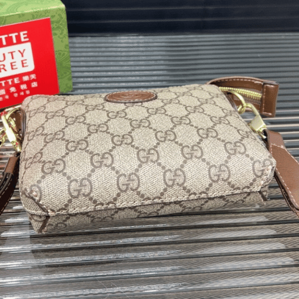 Gucci Gg Supreme Mini Messenger Bag Beige 6.7 Inches
