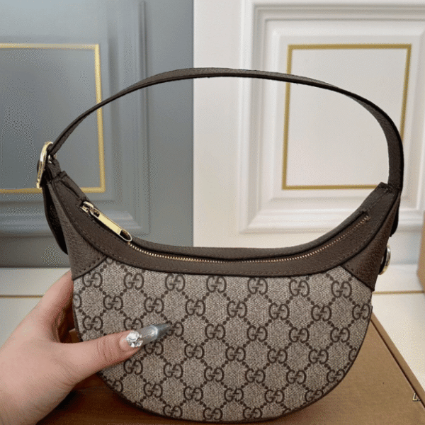 Gucci Ophidia Mini Moon Bag Beige 7.9 Inches ‎838479 FAE0S 9746