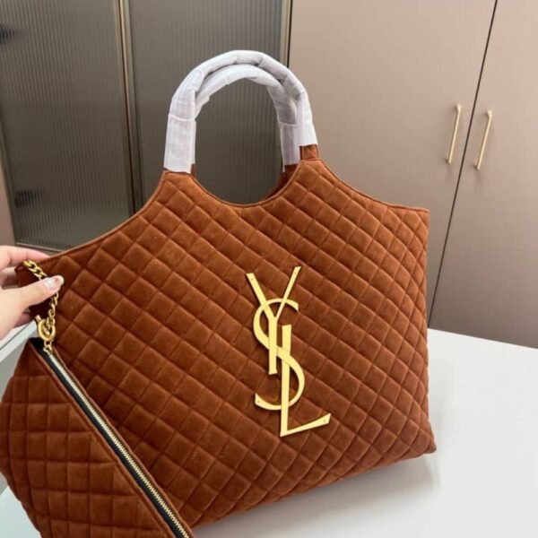 Saint Laurent Large Tote Bag In Suede Copper 14.2 Inches