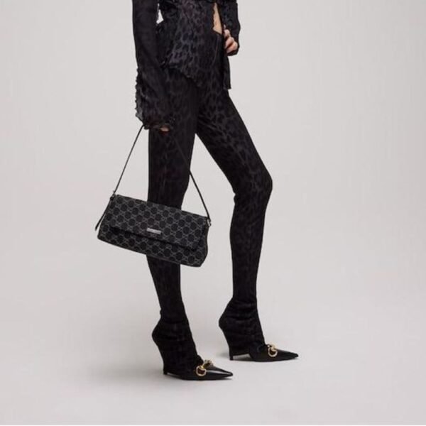 Gucci Madison Medium Shoulder Bag GG Denim Black 12.2 Inches