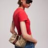 Gucci Mini Boston Bag Web GG Canvas Sand Dark Brown 7.5 Inches