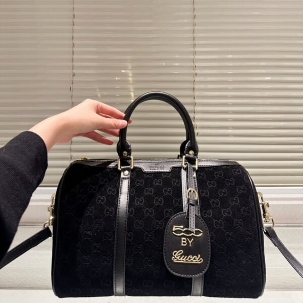 Gucci Small Jumbo GG Canvas Duffle Bag Black 11.8 Inches