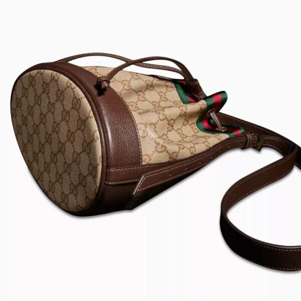 Gucci Venice Small Bucket Bag GG Canvas Sand Brown 8.1 Inches