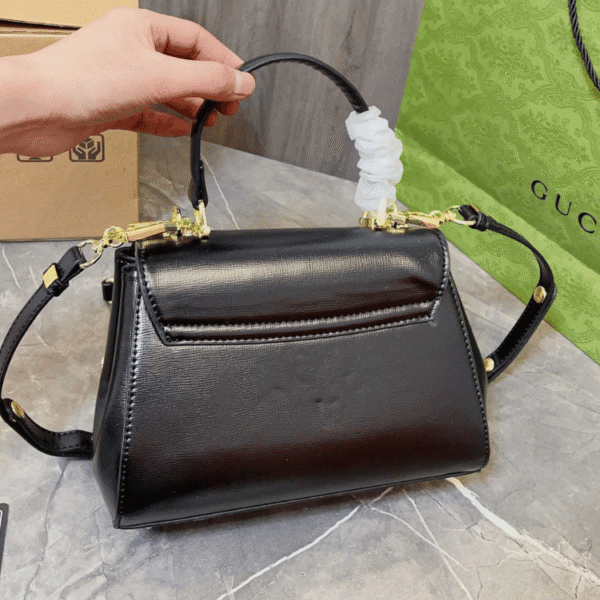 4-200 Gucci Horsebit 1955 Small Top Handle Bag Black 8.6 Inches 703848 AAA7G 1000