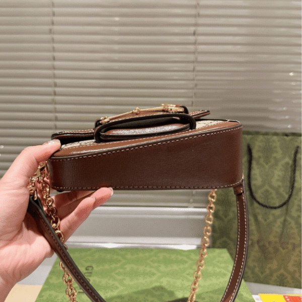 Gucci Horsebit 1955 Asymmetric Shoulder Bag Brown 7.9 Inches