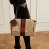 Gucci Paparazzo Medium Top Handle Bag GG Canvas Sand Brown 12.6 Inches