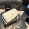4-21 Chanel Clutch With Strap Shiny Crumpled With Imitation Pearls White 7.9 Inches Ap3803 B15603 10601