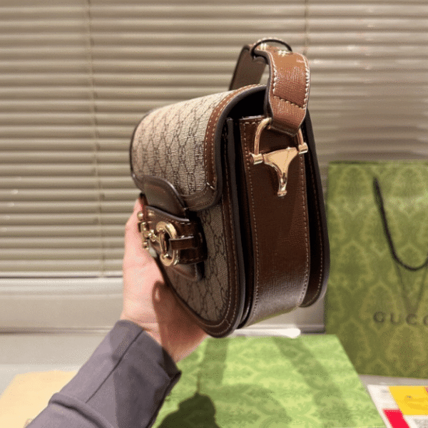 Gucci Horsebit 1955 Mini Saddle Bag Brown 7.1 Inches