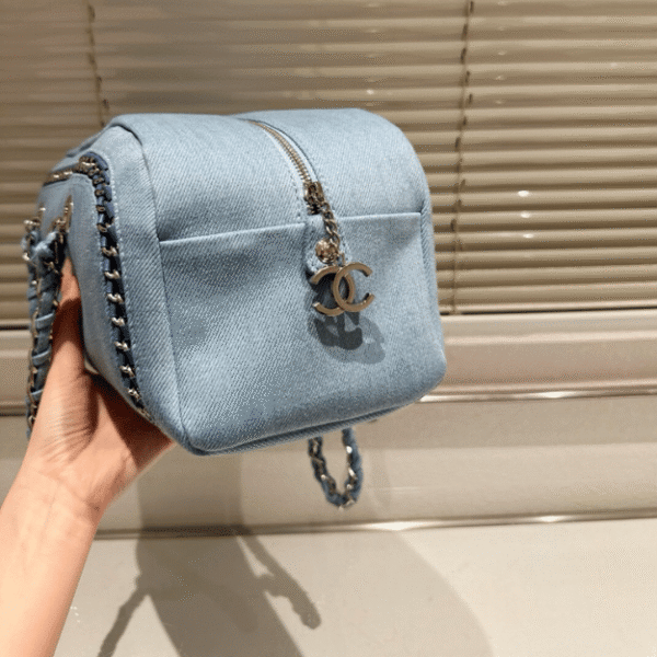 Chanel Bowling Bag Vintage Denim Blue 13.8 Inches
