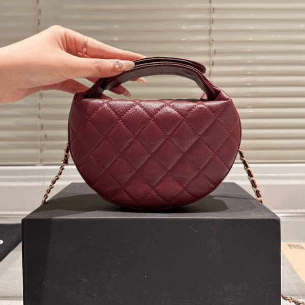 Chanel Quilted Chain Around Pouch Burgundy 7.5 Inches