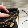 Chanel 22 Sequined Coin Bucket Bag Black 6.7 Inches