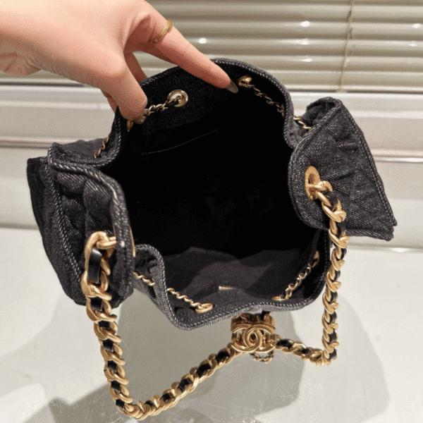 Chanel 25 Hobo Bucket Bag Black 10.2 Inches