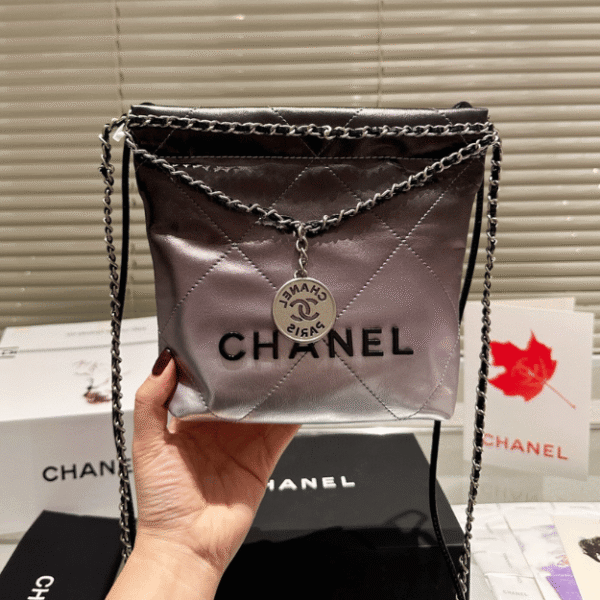 4-251 Chanel 22 Mini Drawstring Bucket Bag Ombere 7.9 Inches
